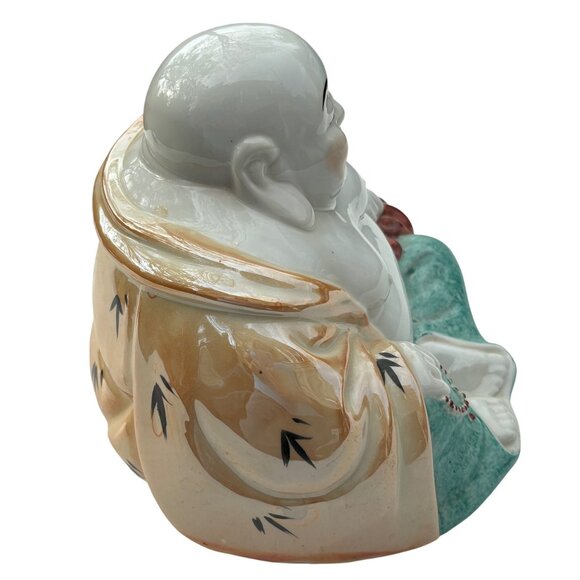 Hand-Painted Ceramic Laughing Buddha Figurine 8.5" Tall - Picture 6 of 8